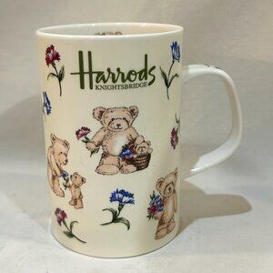 Harrods Knightsbridge London Fine Bone China Mug Mama Baby Teddy Bear Carnations